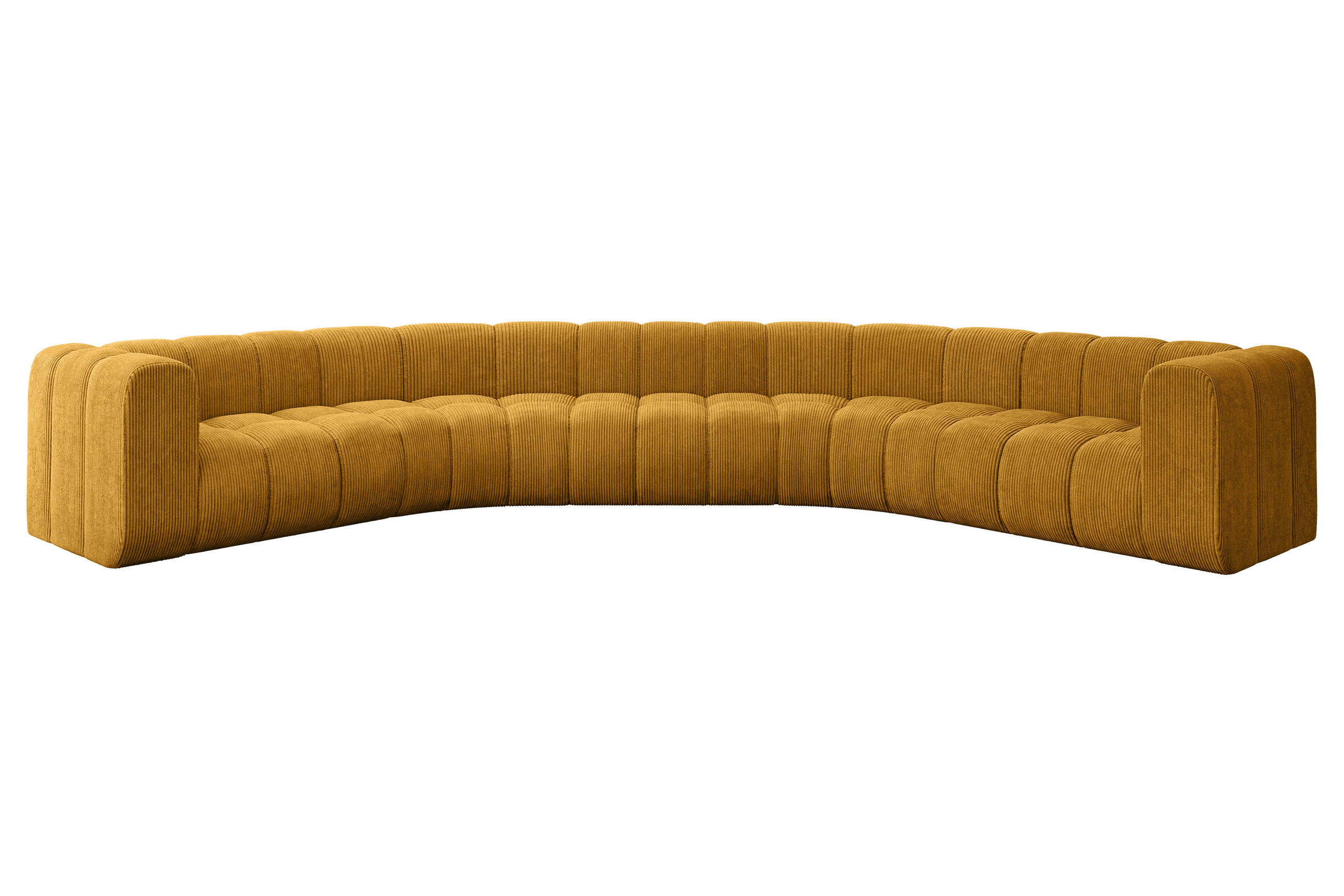 WOHNLANDSCHAFT modulares Sofa Lazro-U1 - 373x373x70 cm Senfgelb - Currygelb, Holzwerkstoff/Textil (373/70/373cm) - ALTDECOR