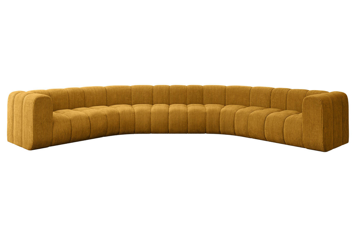 WOHNLANDSCHAFT modulares Sofa Lazro-U1 - 373x373x70 cm Senfgelb - Currygelb, Holzwerkstoff/Textil (373/70/373cm) - ALTDECOR