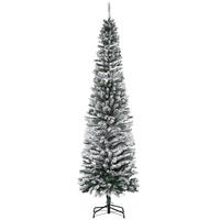 KÜNSTLICHER-WEIHNACHTSBAUM, 225 cm Bleistift Kiefernbaum mit Schnee 738 Spitzen - Grün, Kunststoff (225cm) - HOMCOM