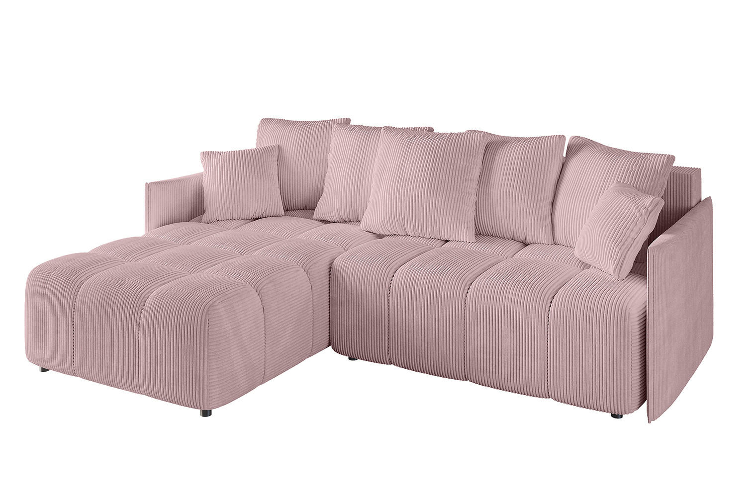 ALTDECOR ROHOVÁ SEDACÍ SOUPRAVA s otomanem vlevo LONLI-L 251x189x68 růžový manšestr