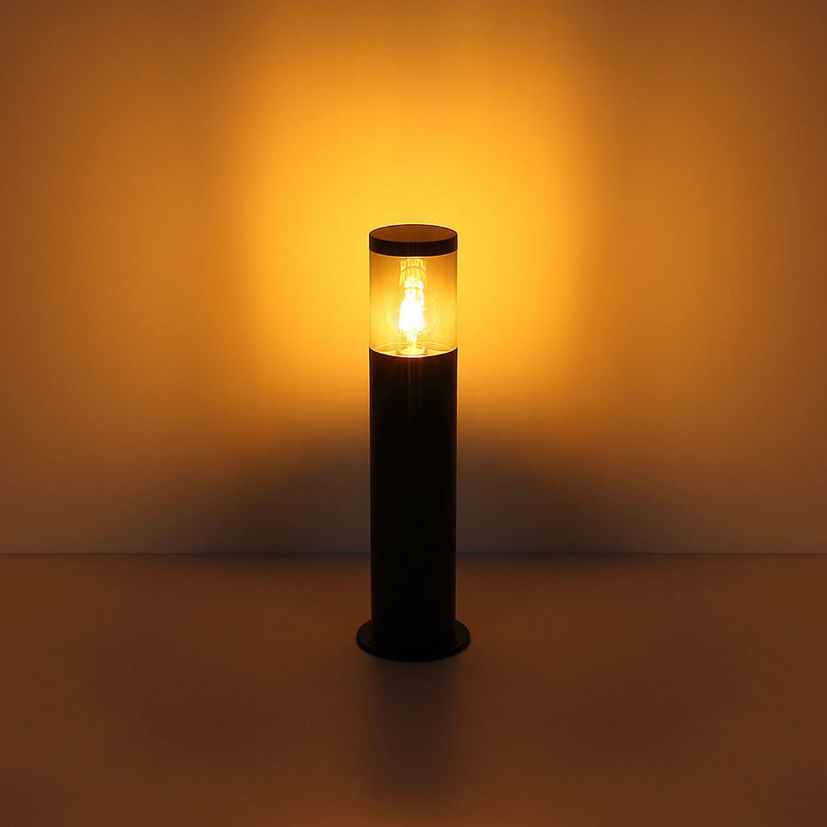 LED AUSSENLEUCHTE XELOO Edelstahl Schwarz - Schwarz, Metall (14/14/50cm) - Globo Lighting