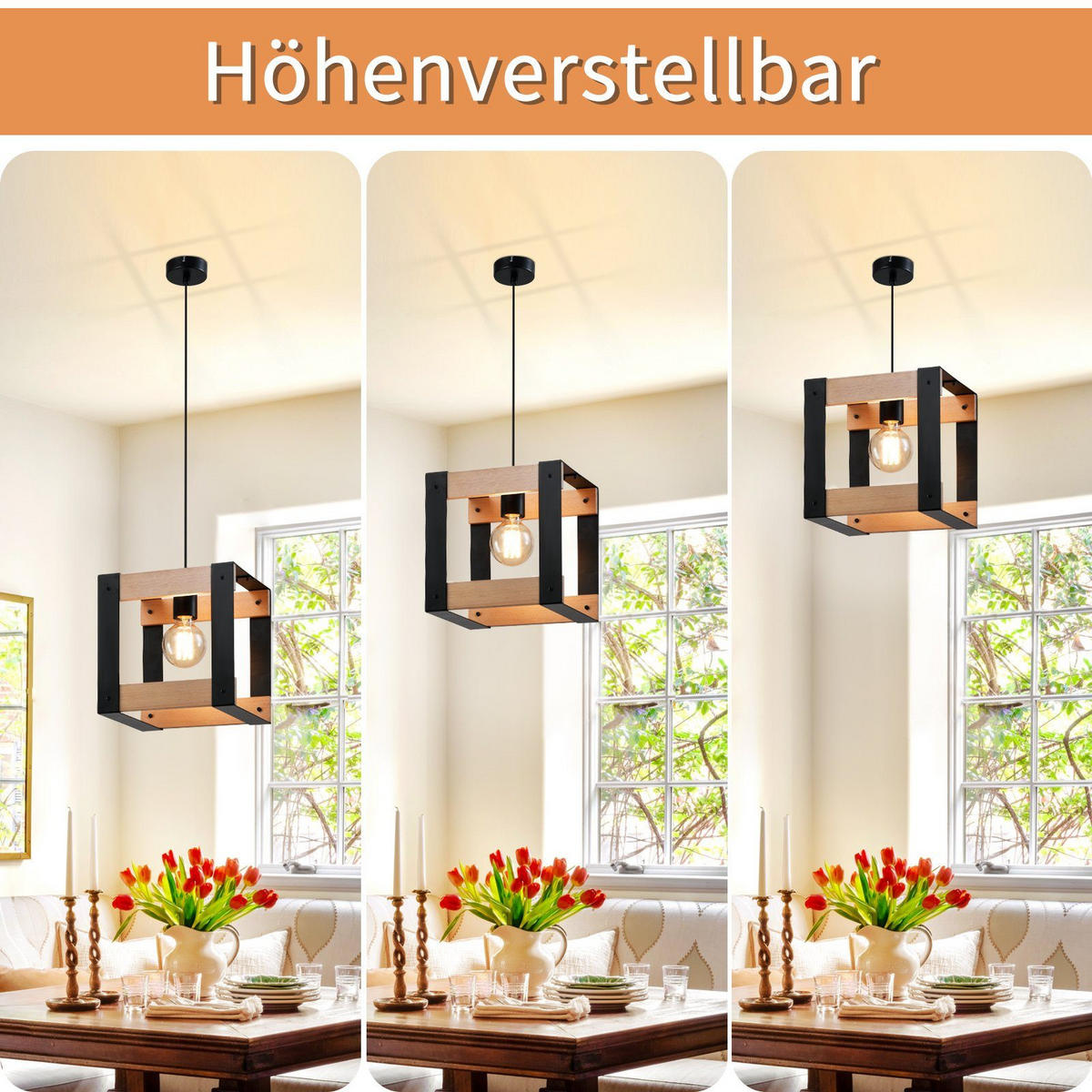 HÄNGELEUCHTE Margarete 1-flammig 25/25/175 cm - Braun, Holzwerkstoff (25/25/175cm) - Nettlife