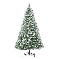 KÜNSTLICHER Weihnachtsbaum, 180 cm Christbaum mit Kunstschnee, Indoor - Weiß/Grün, Kunststoff/Metall (180cm) - HOMCOM