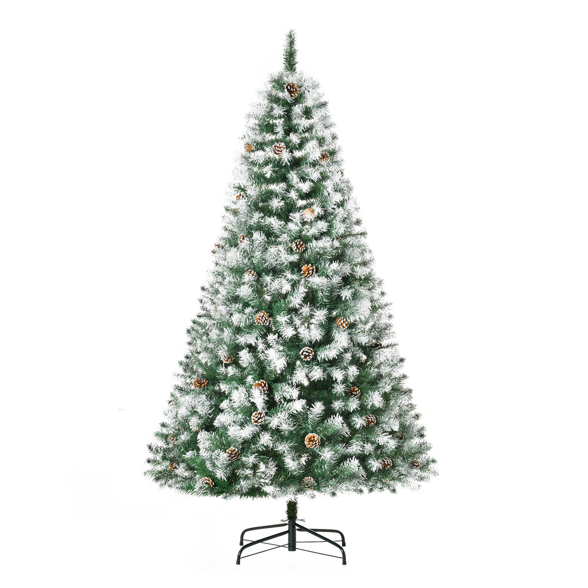 KÜNSTLICHER Weihnachtsbaum, 180 cm Christbaum mit Kunstschnee, Indoor - Weiß/Grün, Kunststoff/Metall (180cm) - HOMCOM