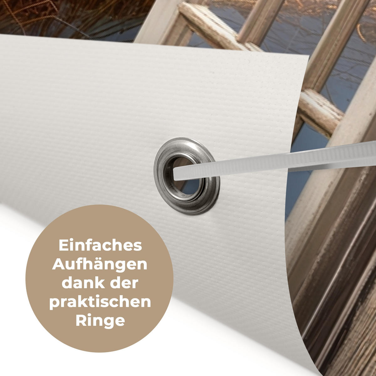 GARTENPOSTER Durchblick - Strand - Dünen - Sonnenuntergang 90x60 cm - Orange, Kunststoff (90/60/0.2cm) - OnlyWow