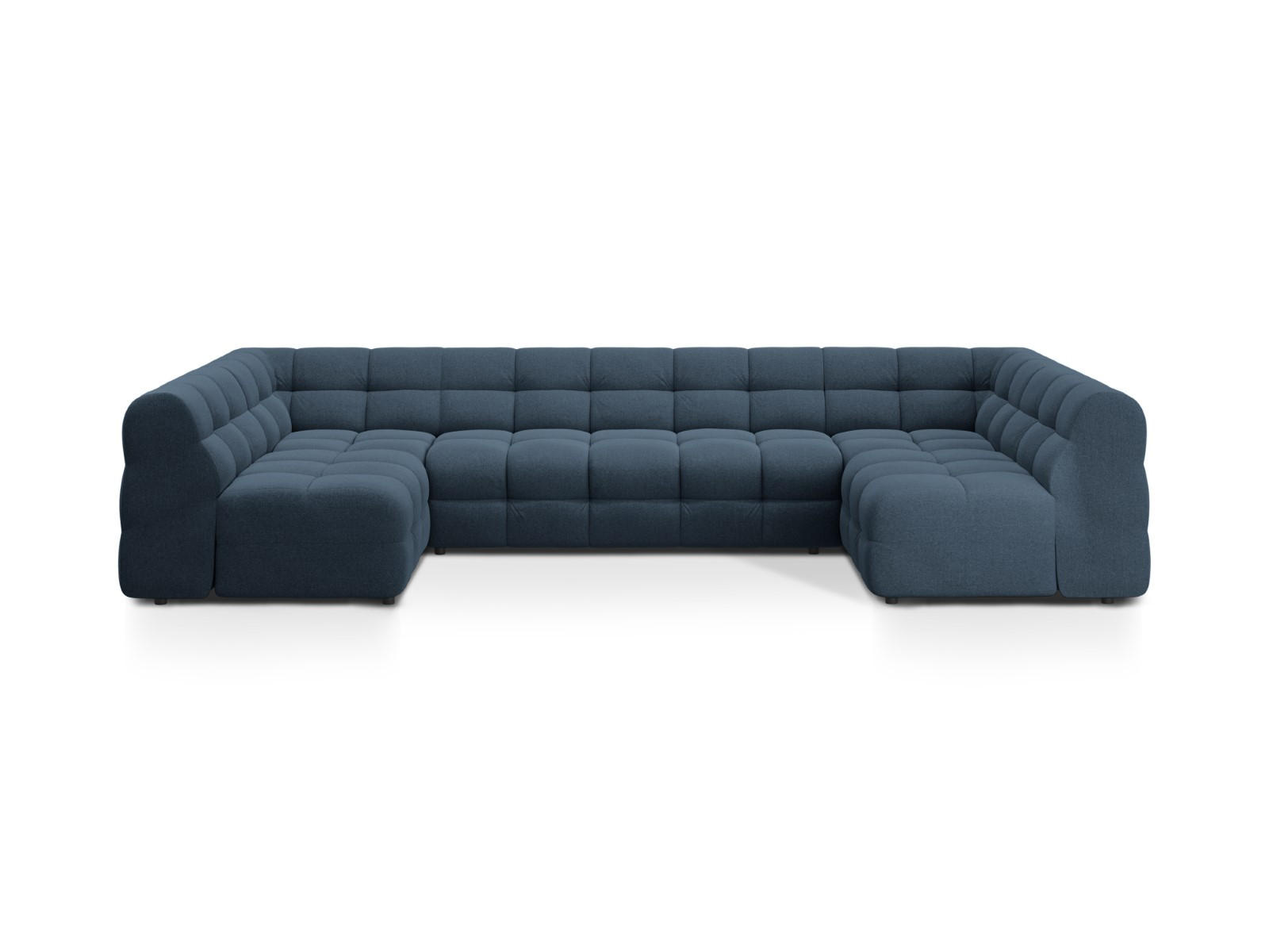PANORAMASOFA Kendal aus strukturiertem Stoff marineblau 7 Sitzplätze - Blau, Textil (203/79/372cm) - Micadoni