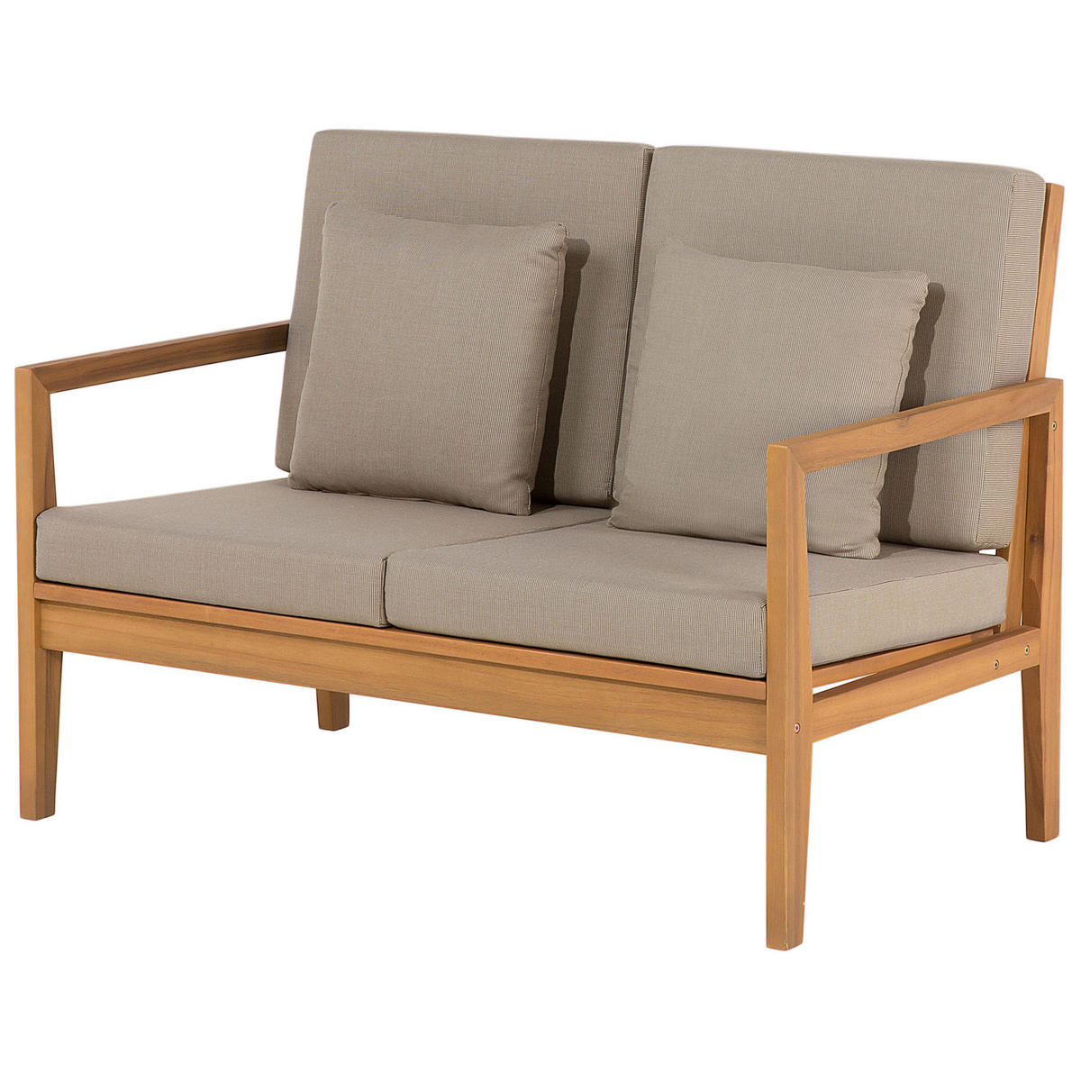 GARTEN-LOUNGE-SET 7-Sitzer zertifiziertes Holz hellgrau Auflagen grau Pataja - Hellgrau, Holz - Beliani