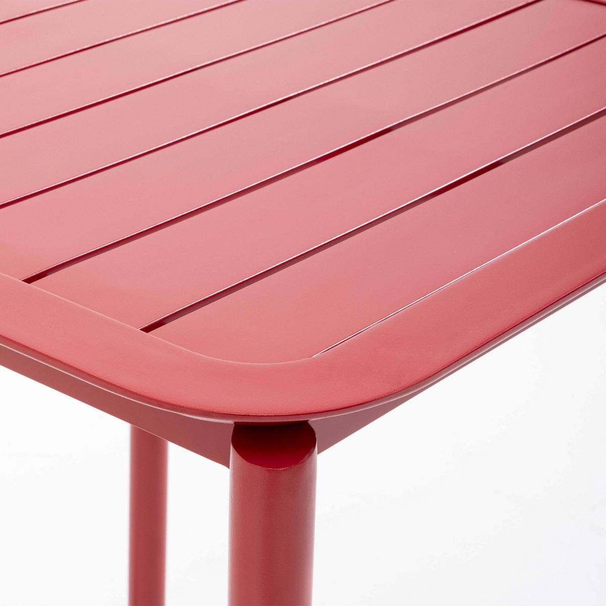 GARTENTISCH quadratisch, Rot - Rot, Metall (70/70/75cm) - Oviala
