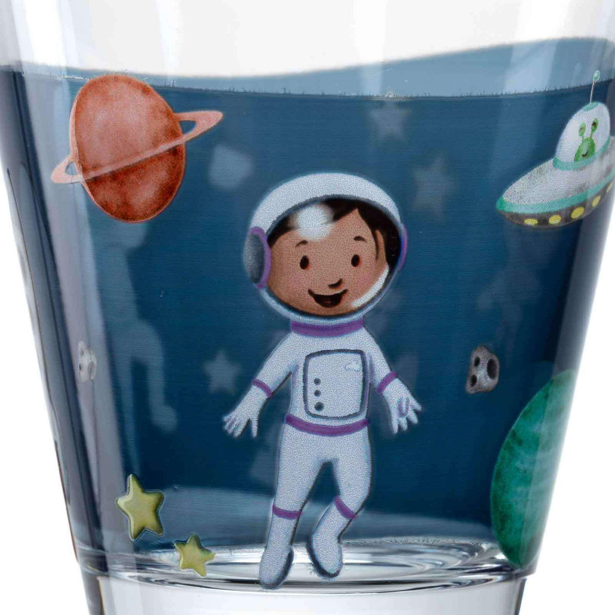 KINDERBECHERSET Bambini Avventura Weltall 215 ml - Blau, Glas (0.215L) - Leonardo Living