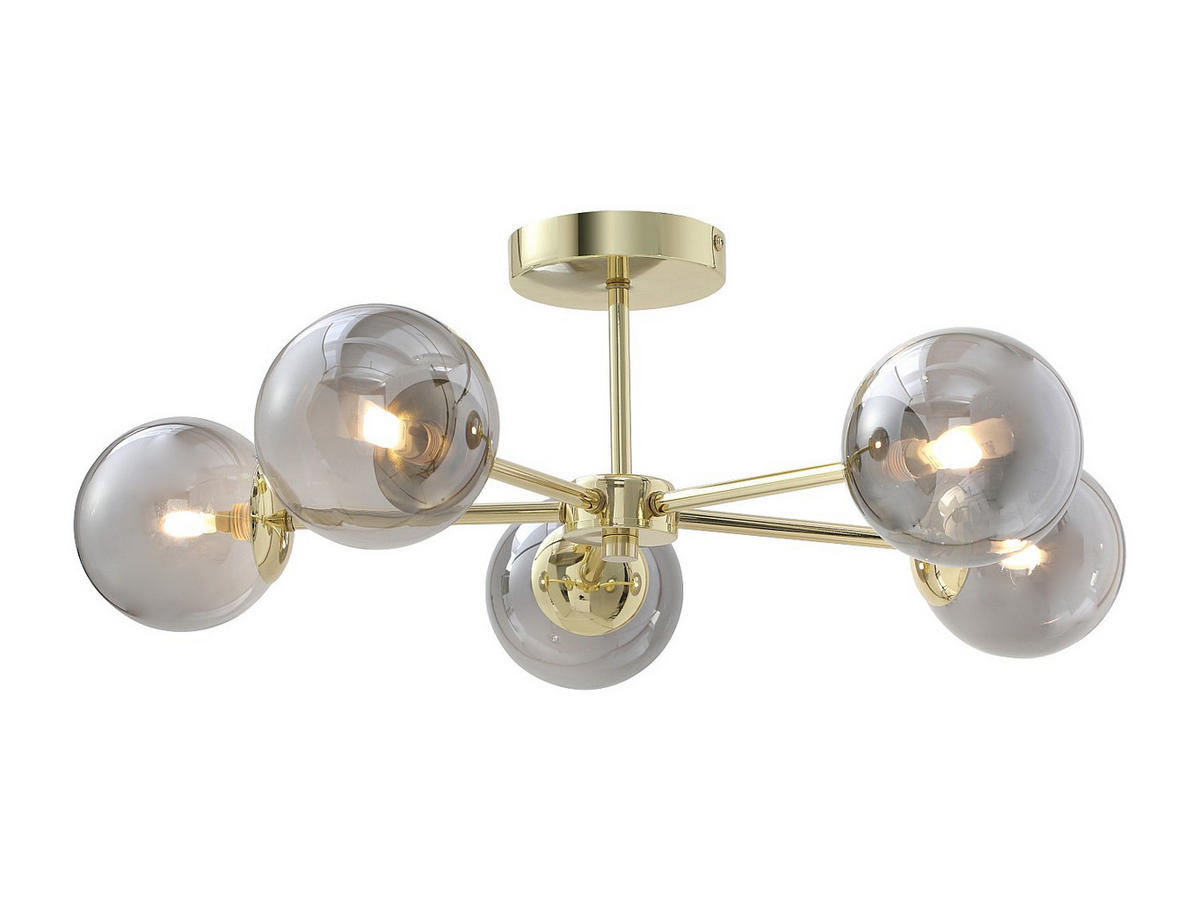 DECKENLEUCHTE - 58.5 cm x 58.5 cm - Metall, Metall - Grau, Goldfarben - SOFIA - Goldfarben/Grau, Metall (58.5/58.5/21cm) - Vente-Unique