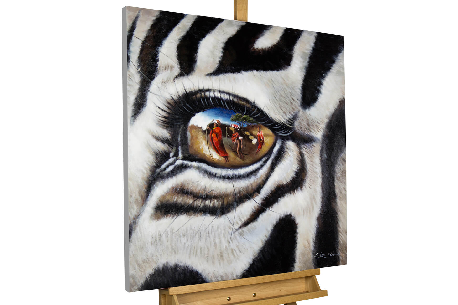 ACRYLBILD HANDGEMALT 80/80 cm - Schwarz/Weiß, Holz/Textil (80/80cm) - KUNSTLOFT