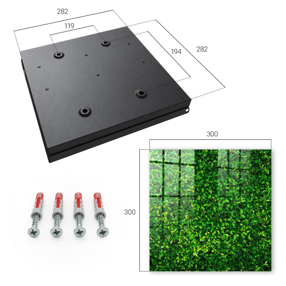 SCHLÜSSELBOX Schwarz 30x30 cm- Türöffnung nach rechts - Grüner Garten - Grün, Metall (30/30/5cm) - TULUP
