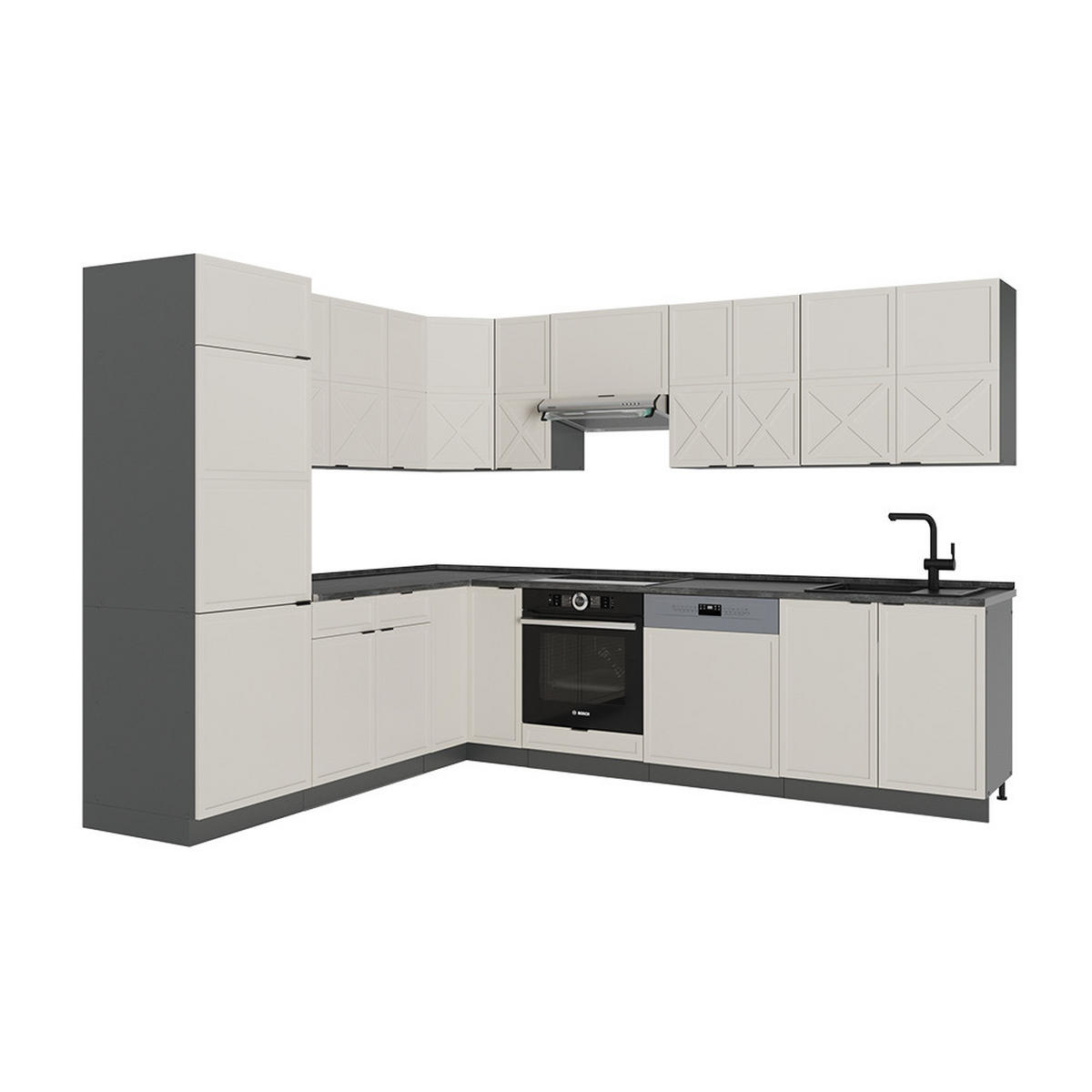 ECKKÜCHE Fame-Line GrauBeige/Anthrazit 227 x 287 cm, AP Anthrazit - Anthrazit/Grau, Holzwerkstoff (287/81.6/60cm) - Vicco