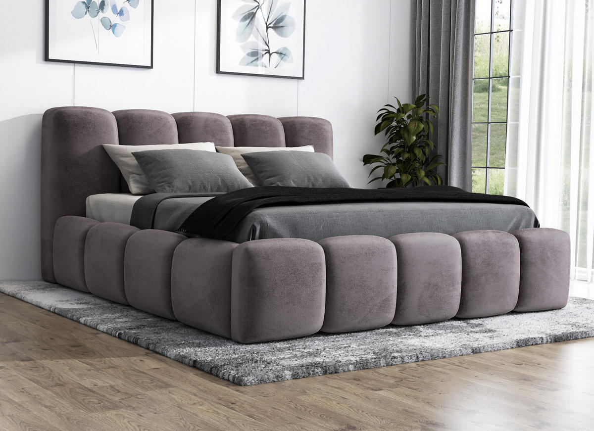 POLSTERBETT SONIC mit Matratze H2 140x200 Grau - Grau, Textil (140/200cm) - A&J MöbelLand
