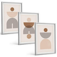 BILDER SET 3er Set - 40x60 cm Silberner Rahmen - Abstrakte braune Formen - Silberfarben, Kunststoff (40/60cm) - TULUP