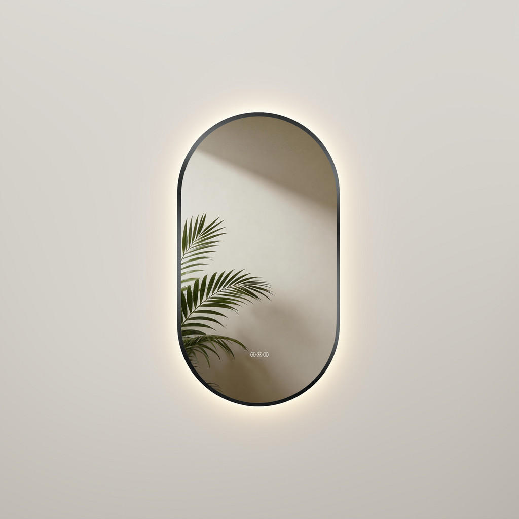 OGLINDA de baie cu LED-uri Negru 50/90/3 cm