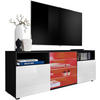 SIDEBOARD TV URBINO Black, LED Beleuchtung Mehrfarbige - Schwarz/Weiß, Glas/Holzwerkstoff (140/53/35cm) - Komodee