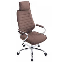 CHEFSESSEL Stoff braun - Chromfarben/Braun, Textil/Metall (60/117/67cm) - CLP