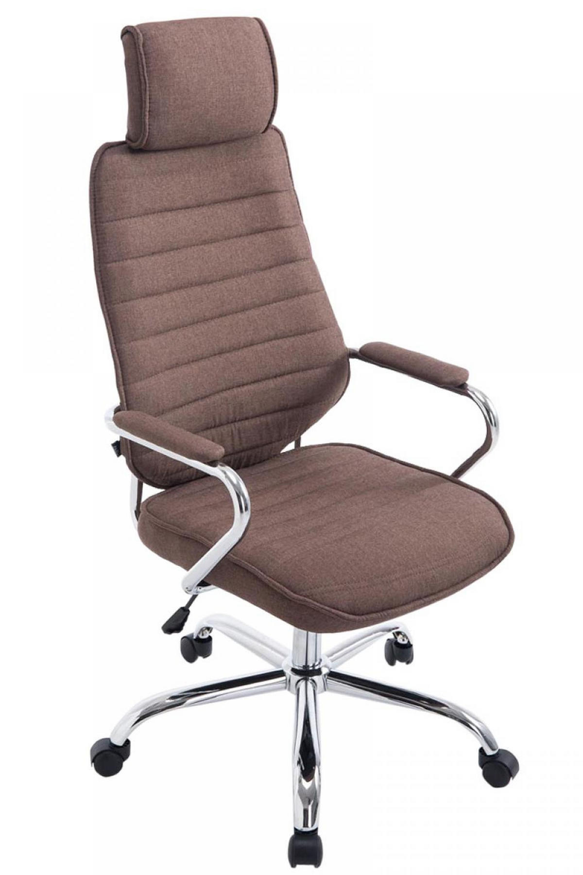 CHEFSESSEL Stoff braun - Chromfarben/Braun, Textil/Metall (60/117/67cm) - CLP