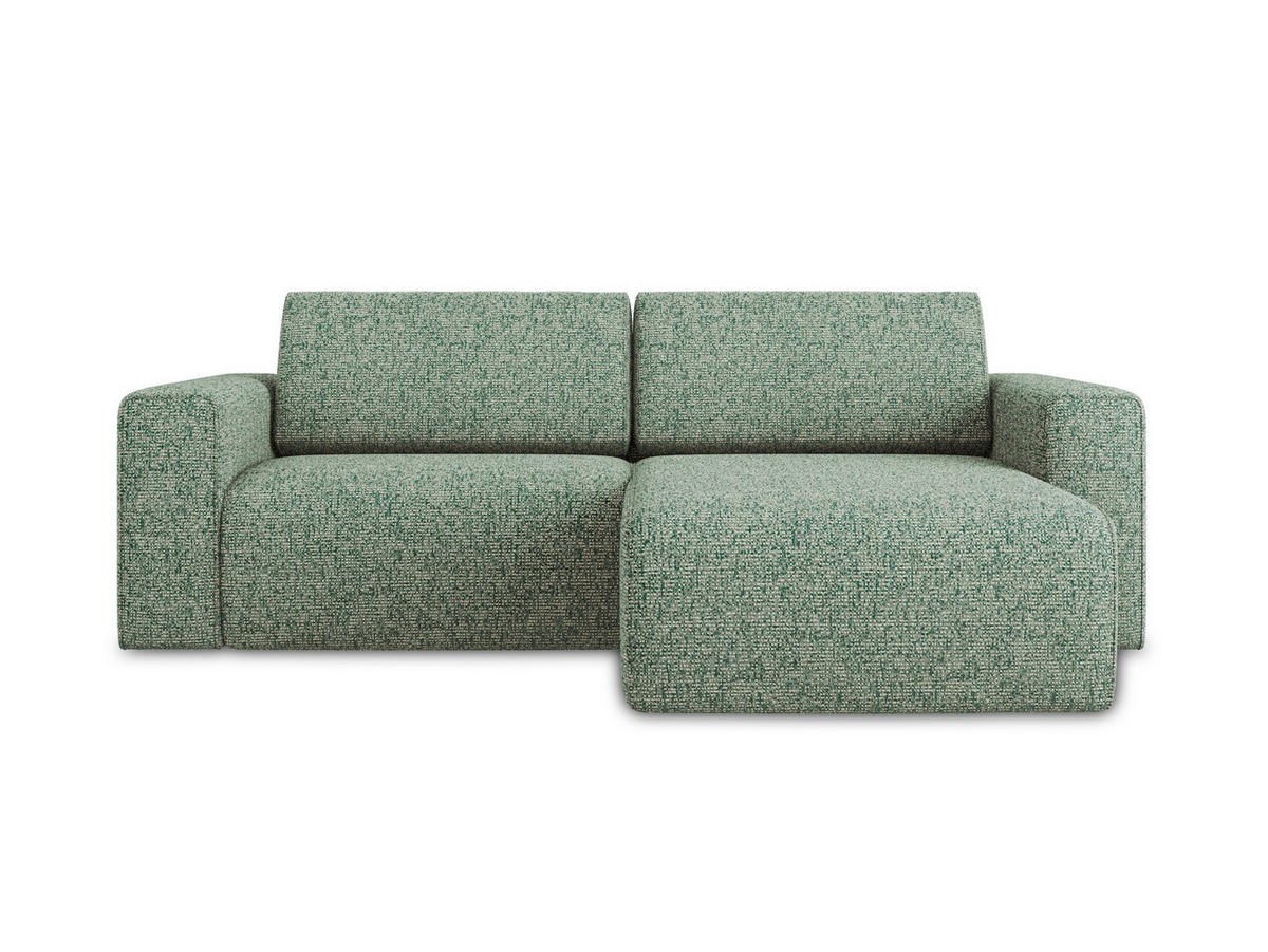 ECKSOFA Rechts Strukturstoff Stoff Grün - Schwarz/Hellgrün, Kunststoff/Textil (224/167cm) - Makamii