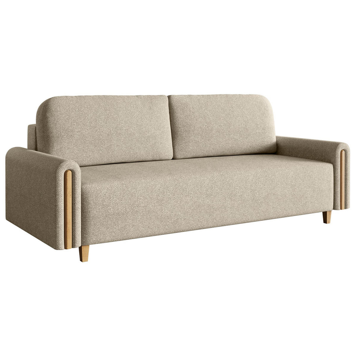 3-SITZER SCHLAFSOFA Majla Beige - Eichefarben/Beige, Holz/Textil (236/93/97cm) - Selsey