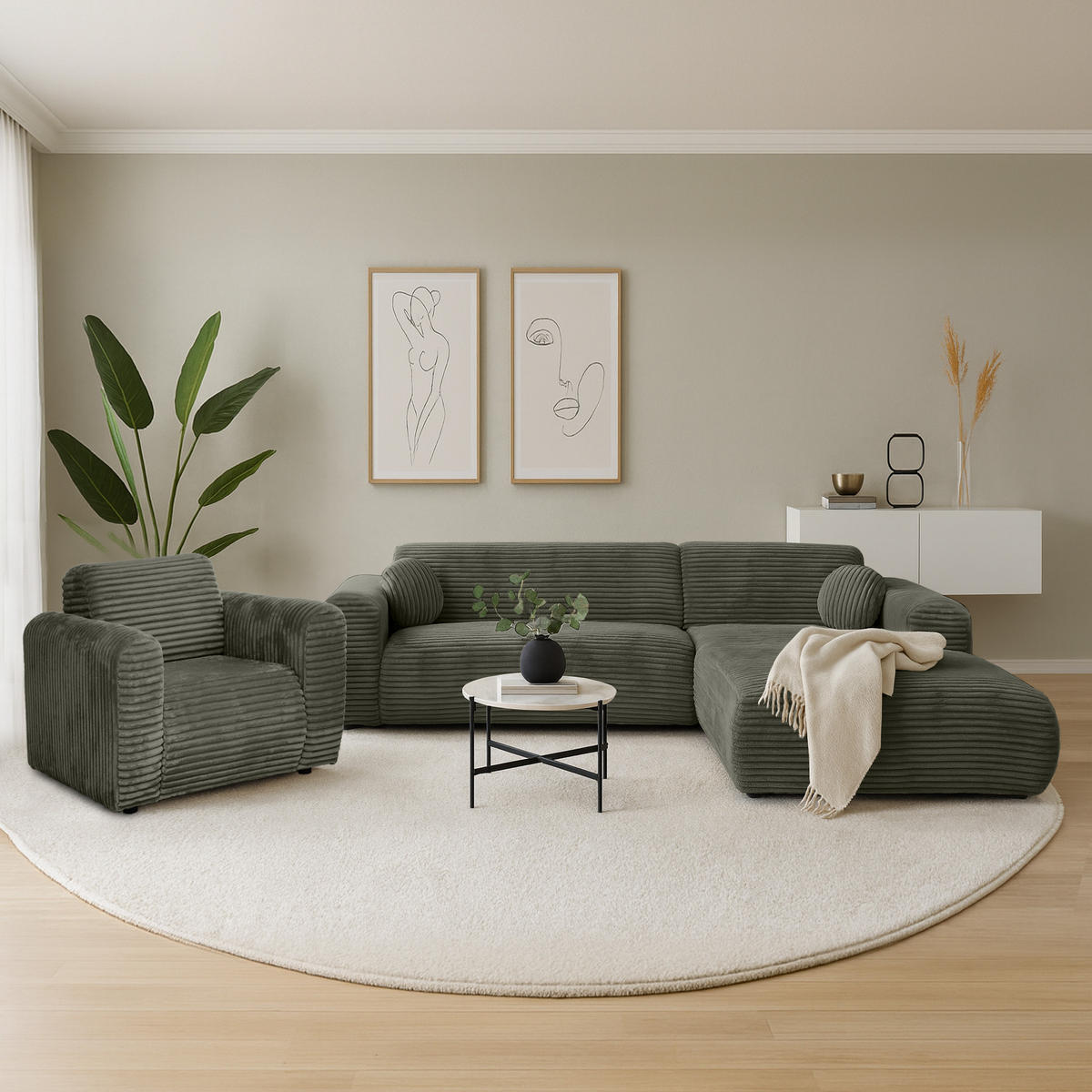 ECKSOFA Puerto, ohne Schlaffunktion, Dunkelgrün, rechts - Dunkelgrün/Schwarz, Textil (269/170cm) - Beautysofa