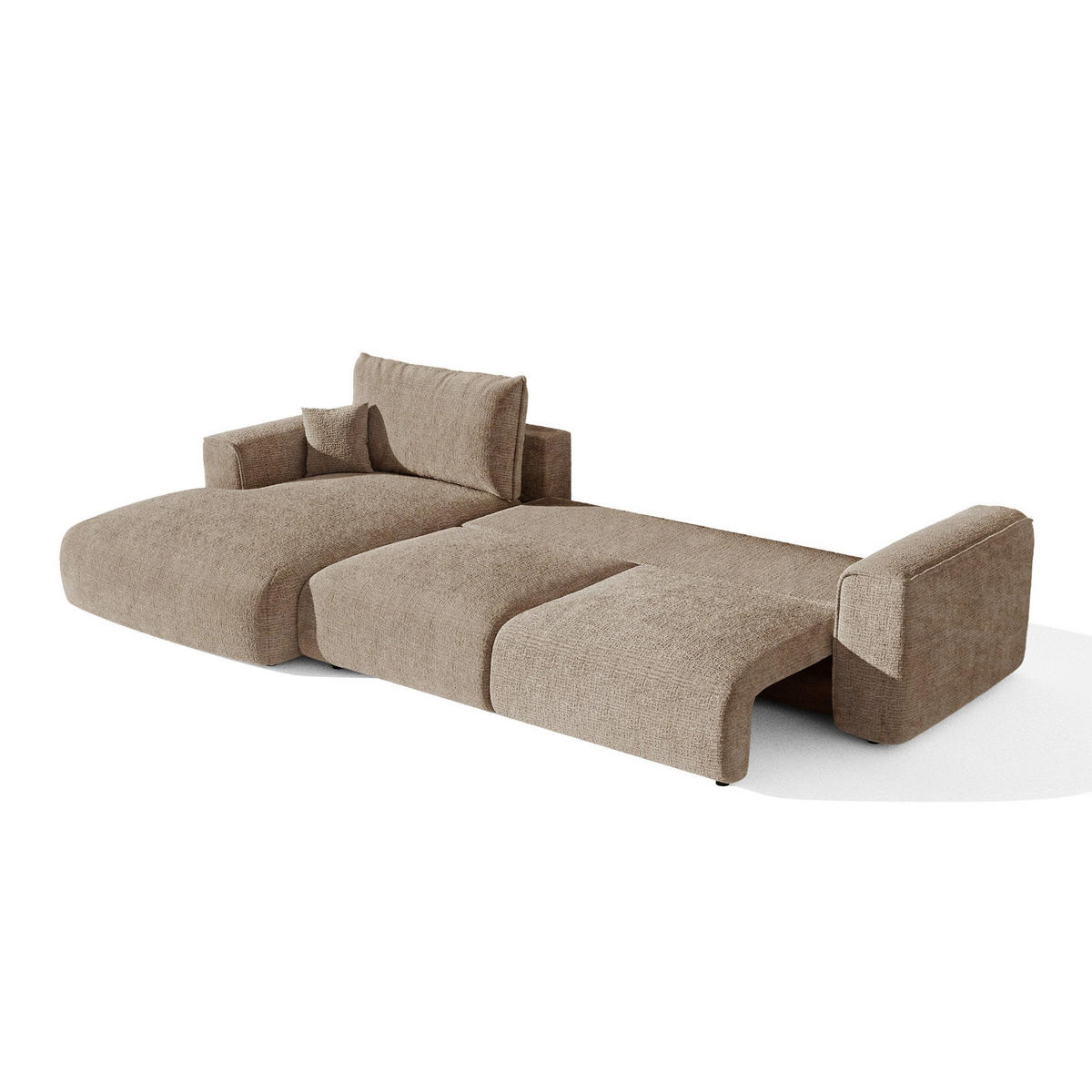 LINKSECK-SCHLAFSOFA mit Stauraum COMO Köpergewebe mit weichem Griff Braun 297cm - Braun, Textil (297/167cm) - Premium Interiors