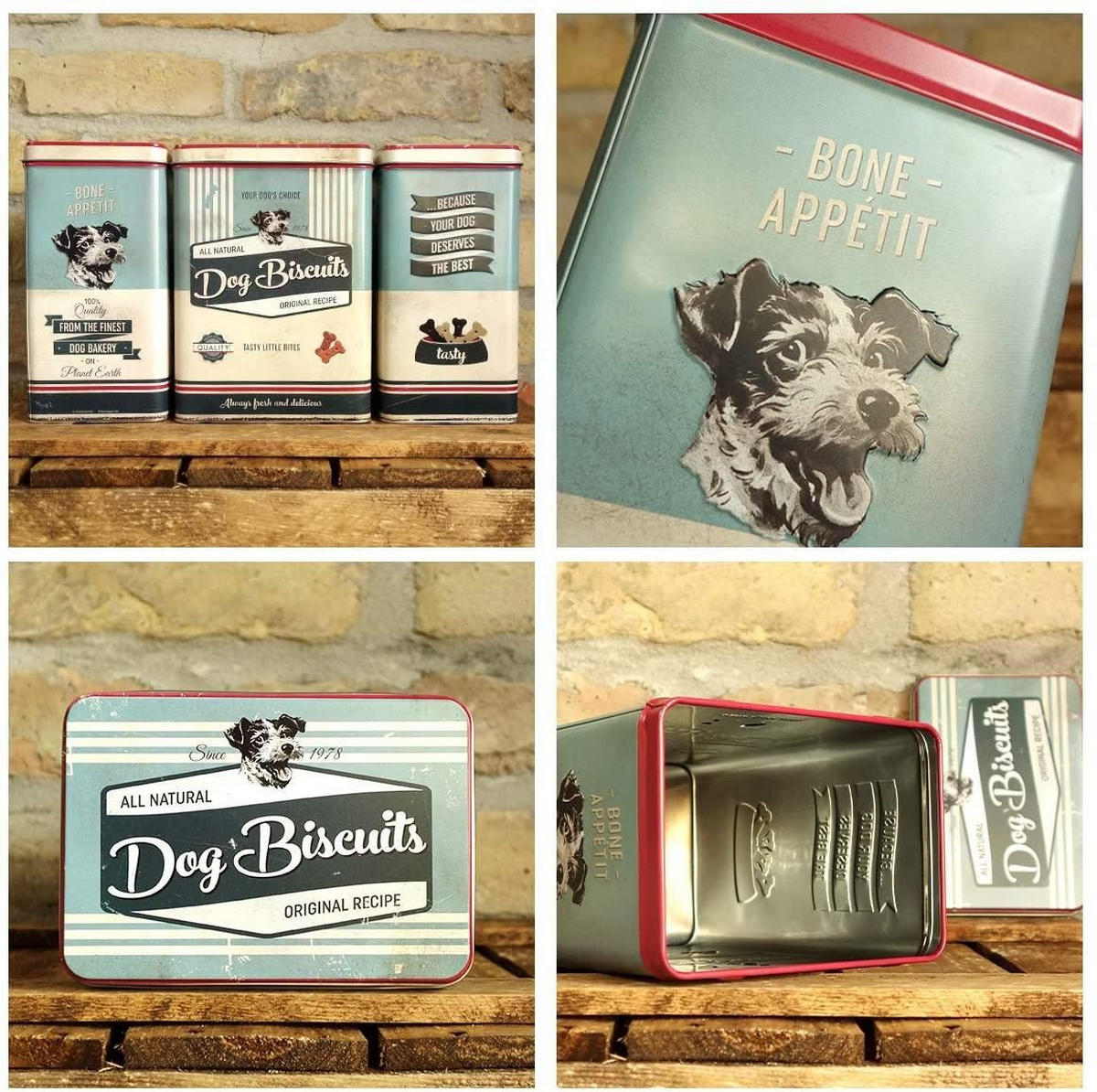 VORRATSDOSE L PfotenSchild Dog Biscuits - Multicolor, Metall (14/20/10cm) - Nostalgic-Art