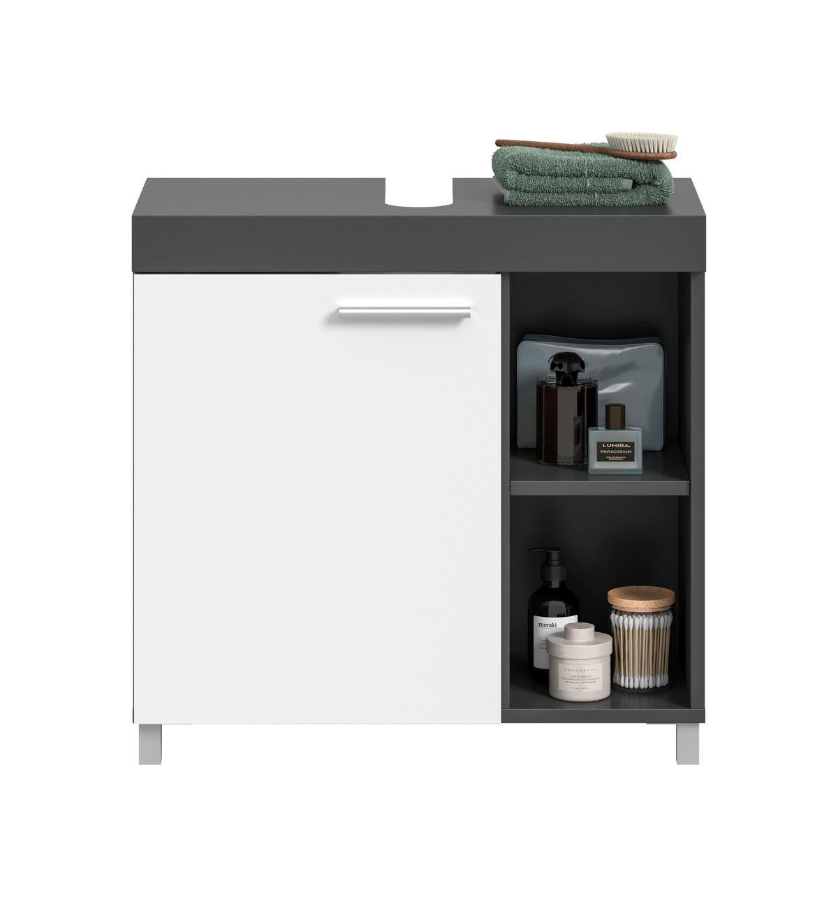 WASCHBECKENUNTERSCHRANK Noah weiß 65/31/63 cm - Anthrazit, Holzwerkstoff (65/63/31cm) - Xonox