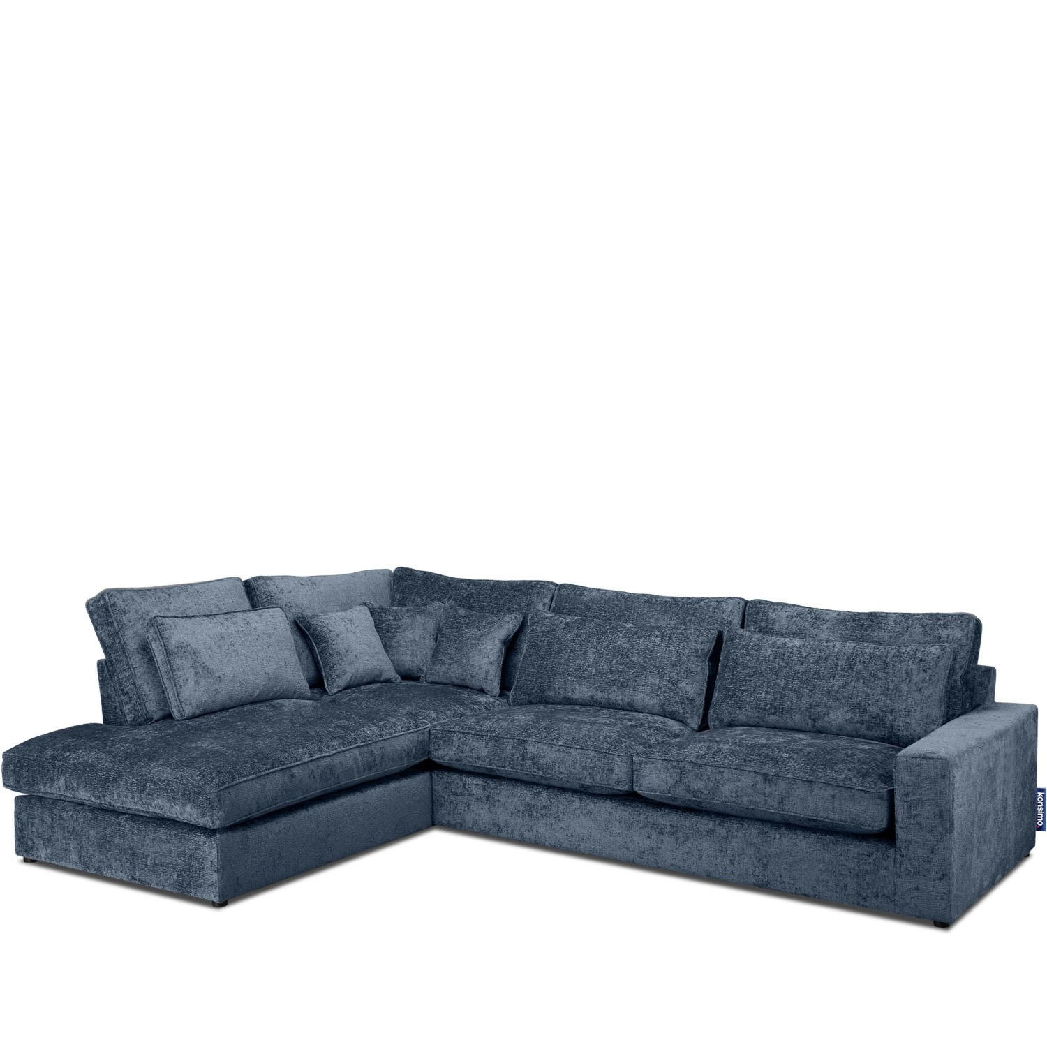 ECKSOFA LINKS IMPERA Modern 4/5 Sitzer, Dunkelblau - Dunkelblau, Textil (314/224cm) - KONSIMO®