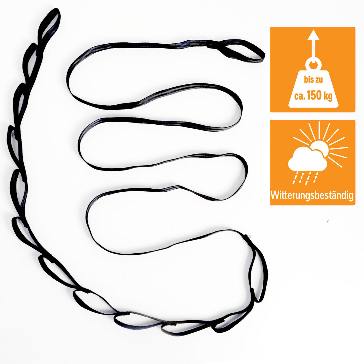 HÄNGEMATTENBEFESTIGUNG Ronny mit Karabiner und 2 Riemen - Braun, Kunststoff (280cm) - Amanka