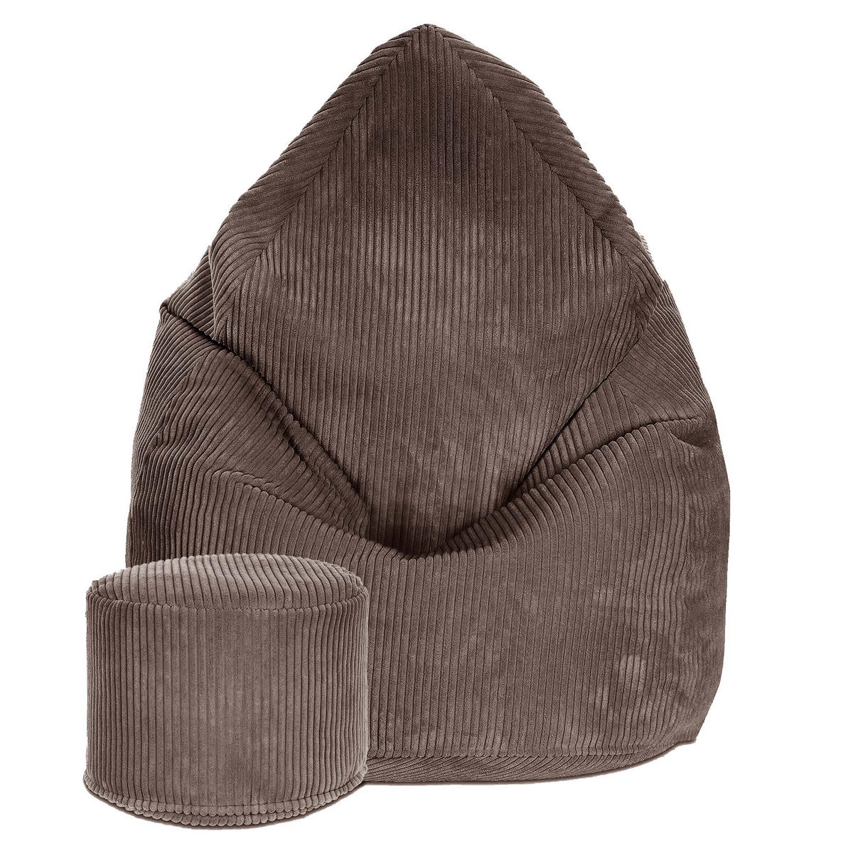 SITZSACK MIT FUßSTÜTZE Kordsamt 2-tlg Roasted Cocoa M - Dunkelbraun/Braun, Textil (80/120/80cm) - Dreamroots