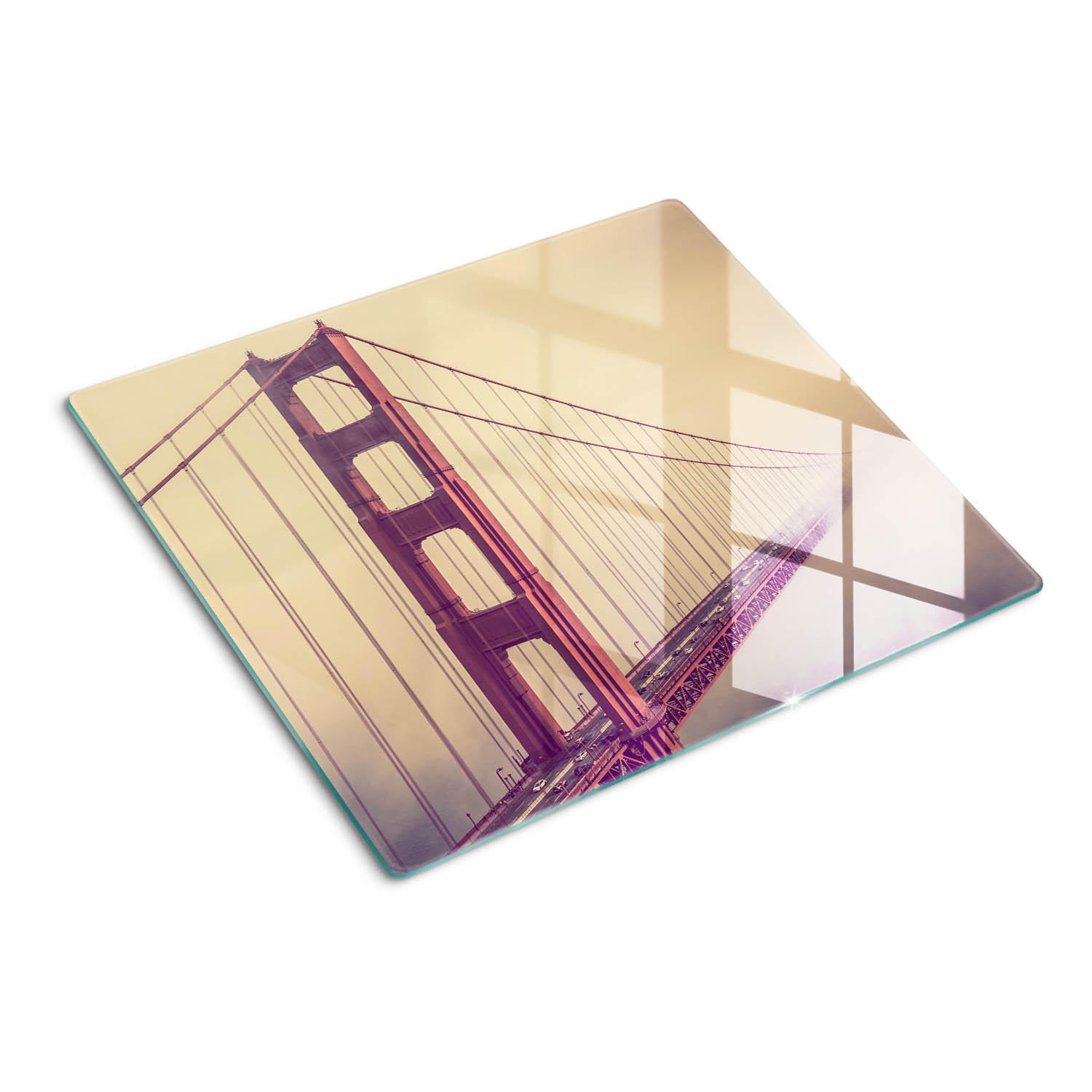 GLASPLATTE 60x52 cm San Francisco-Brücke - Rot, Glas (60/0.4/52cm) - TULUP