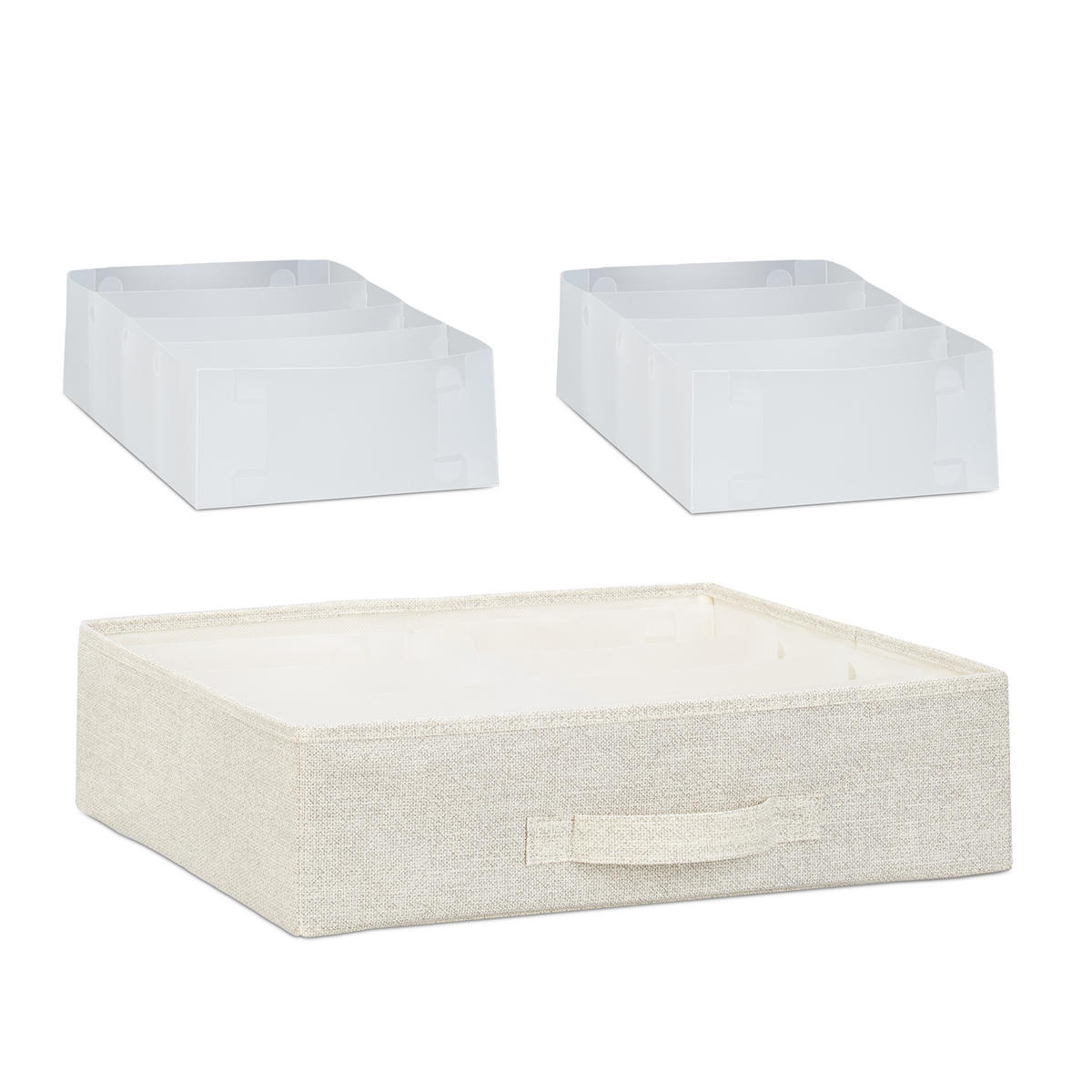 SCHUBLADENBOX - Creme, Holzwerkstoff/Textil (48/53/40cm) - Relaxdays