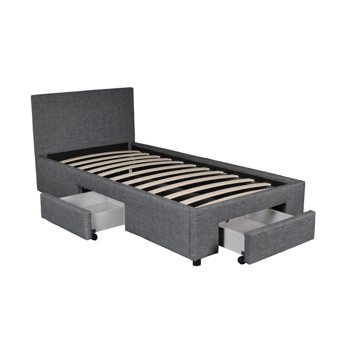 BETT LUGANO mit Schubladen/ Bett LUGANO 90x190 - Dunkelgrau - Dunkelgrau, Holzwerkstoff (90/190cm) - Weber Industries