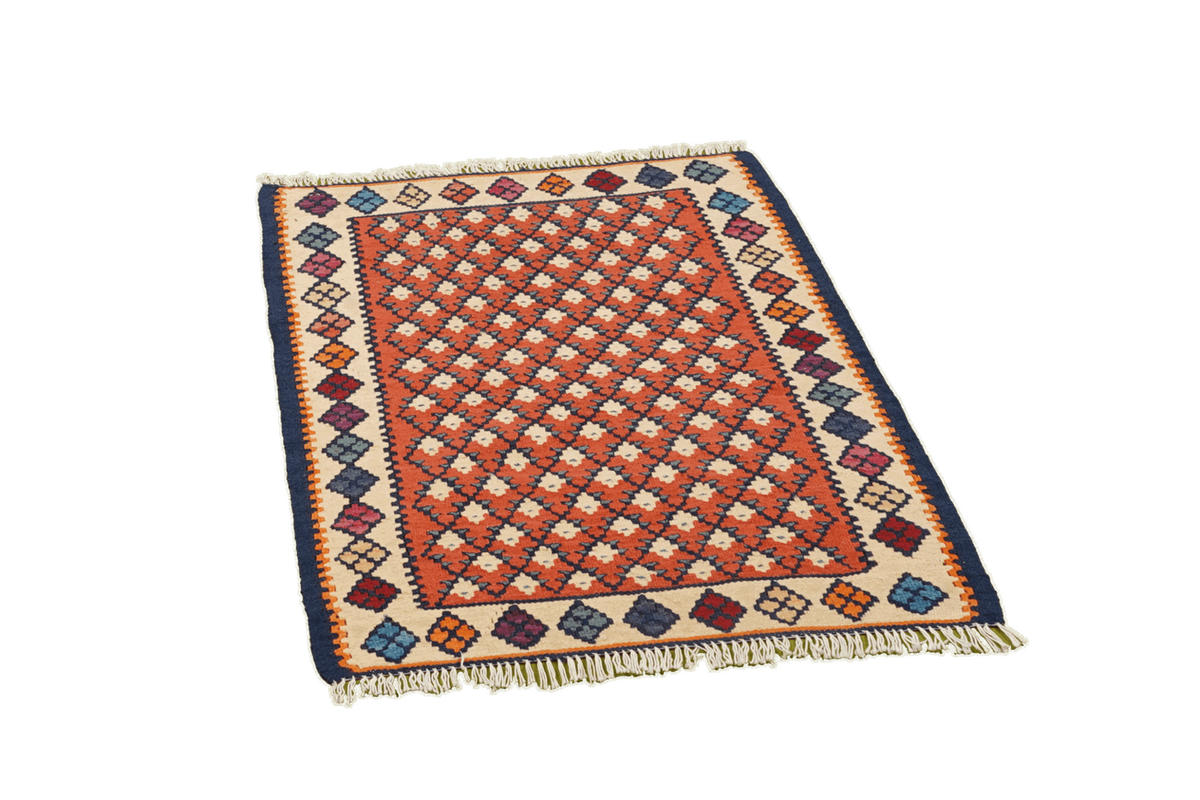 HANDWEBTEPPICH Kelim Senneh Rot 82/62 cm Schurwolle - Rot, Textil (62/82cm) - Looma