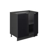 SPÜLENUNTERSCHRANK Fame-Line, Schwarz gestreift, 80 cm mit Regal, AP Eiche - Anthrazit/Schwarz, Holzwerkstoff (80/82/60cm) - Vicco
