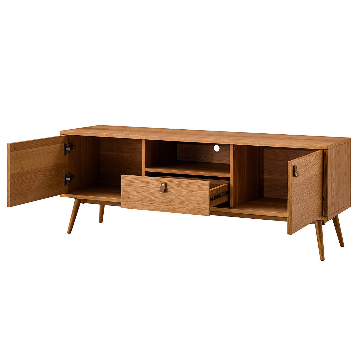 TV-LOWBOARD - Echtholzfurnier Eiche, 150 cm - Braun, Holzwerkstoff (150/55/40cm) - home24