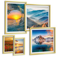BILDER SET 5er Set - 50x50 cm & 20x30 cm & 40x60 cm Goldrahmen - Landschaften aus Bergen und Meeren im Westen - Goldfarben, Kunststoff (40/60cm) - TULUP