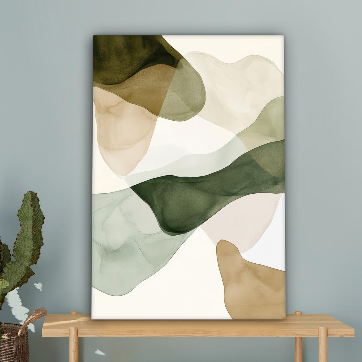 LEINWANDBILD Japandi - Abstrakt - Grün Wanddeko 40x60 cm - Multicolor, Textil (40/60cm) - MuchoWow