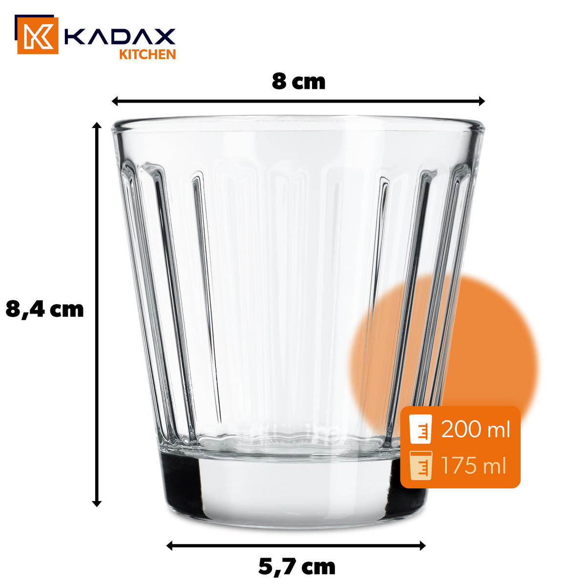 KADAX Gläser 175 ml, 6er-Set für Getränke und Säfte - Transparent, Glas - KADAX