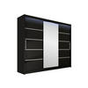 KLEIDERSCHRANK Aston VI, mit RGB LED Beleuchtung - Silberfarben/Schwarz, Holzwerkstoff/Kunststoff (250/215/58cm) - MIRJAN24