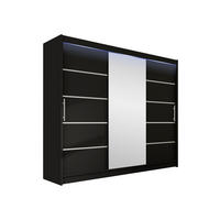 KLEIDERSCHRANK Aston VI, mit RGB LED Beleuchtung - Silberfarben/Schwarz, Holzwerkstoff/Kunststoff (250/215/58cm) - MIRJAN24
