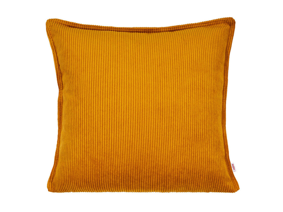 KISSENHÜLLE HYggelig No.1 kurkuma-gelb Cord-Samt 50/50 cm - Gelb, Textil (50/50cm) - beties Heimtextil