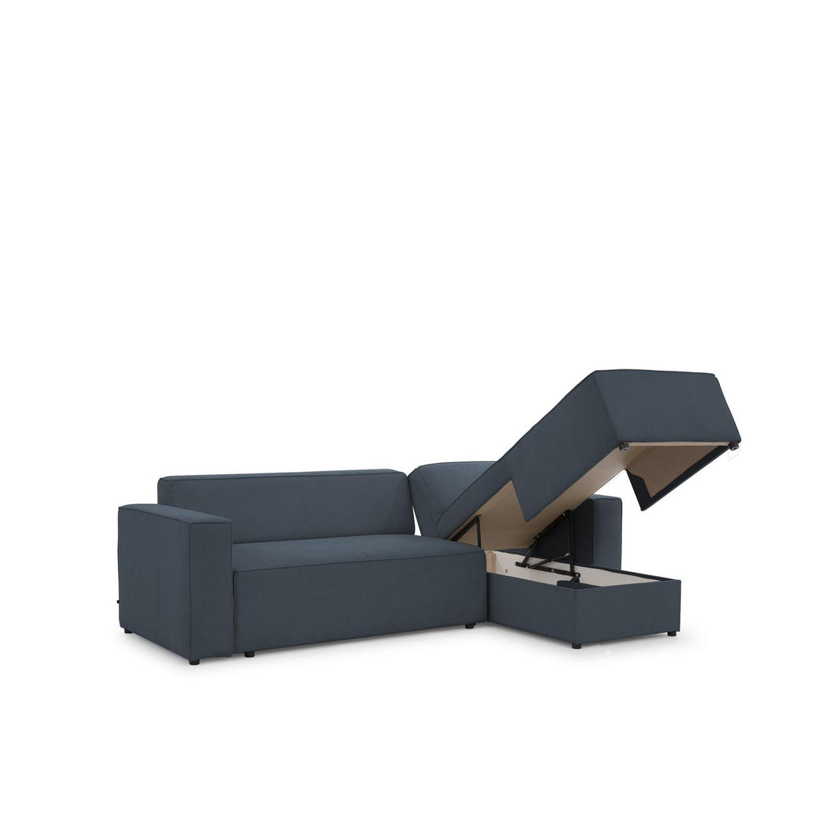 ECKSOFA Schlafsofa Waldo In Stoff Poso - Dunkelblau, Holzwerkstoff/Textil (260/173cm) - Fun Möbel