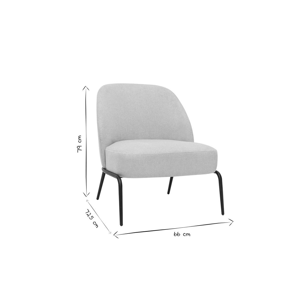 SESSEL Beiges Samtdesign Schwarzes Metallfu? BREGO - Beige, Textil (72.5/79/66cm) - Miliboo