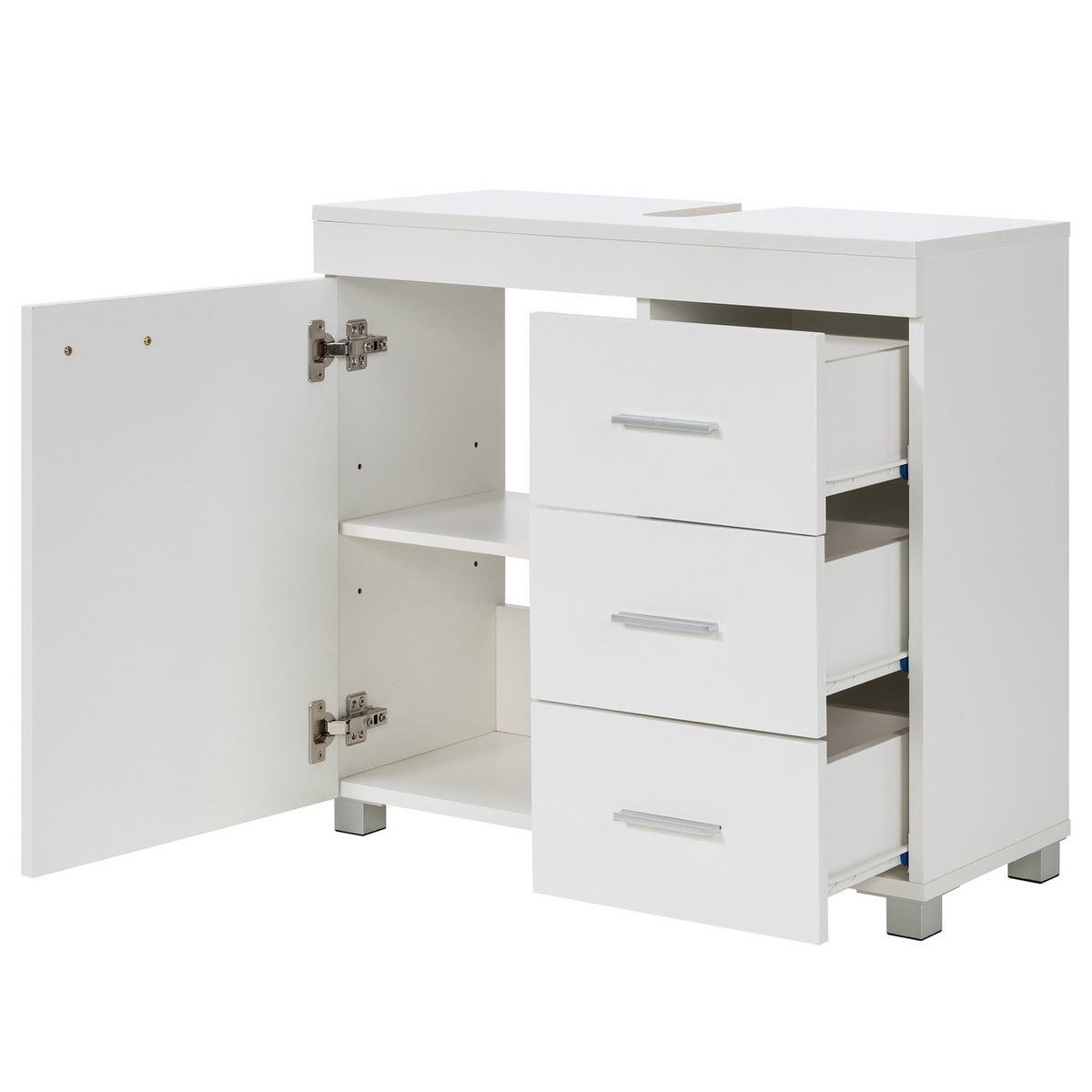 WASCHBECKENUNTERSCHRANK mit Schublade - Weiß - Weiß, Holzwerkstoff (70/64/30cm) - home24