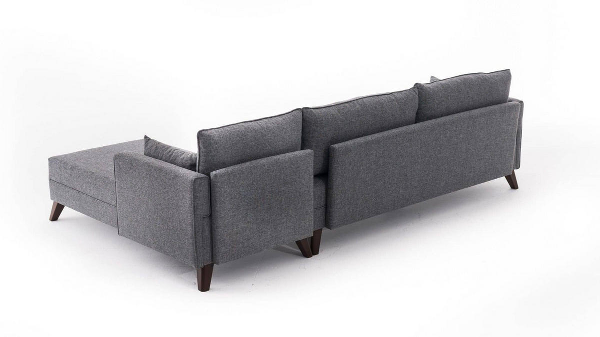 ECKSOFA mit losen Rückenkissen und Schlaffläche - Walnussfarben/Braun, Holz/Kunststoff (165/275cm) - myHomelando