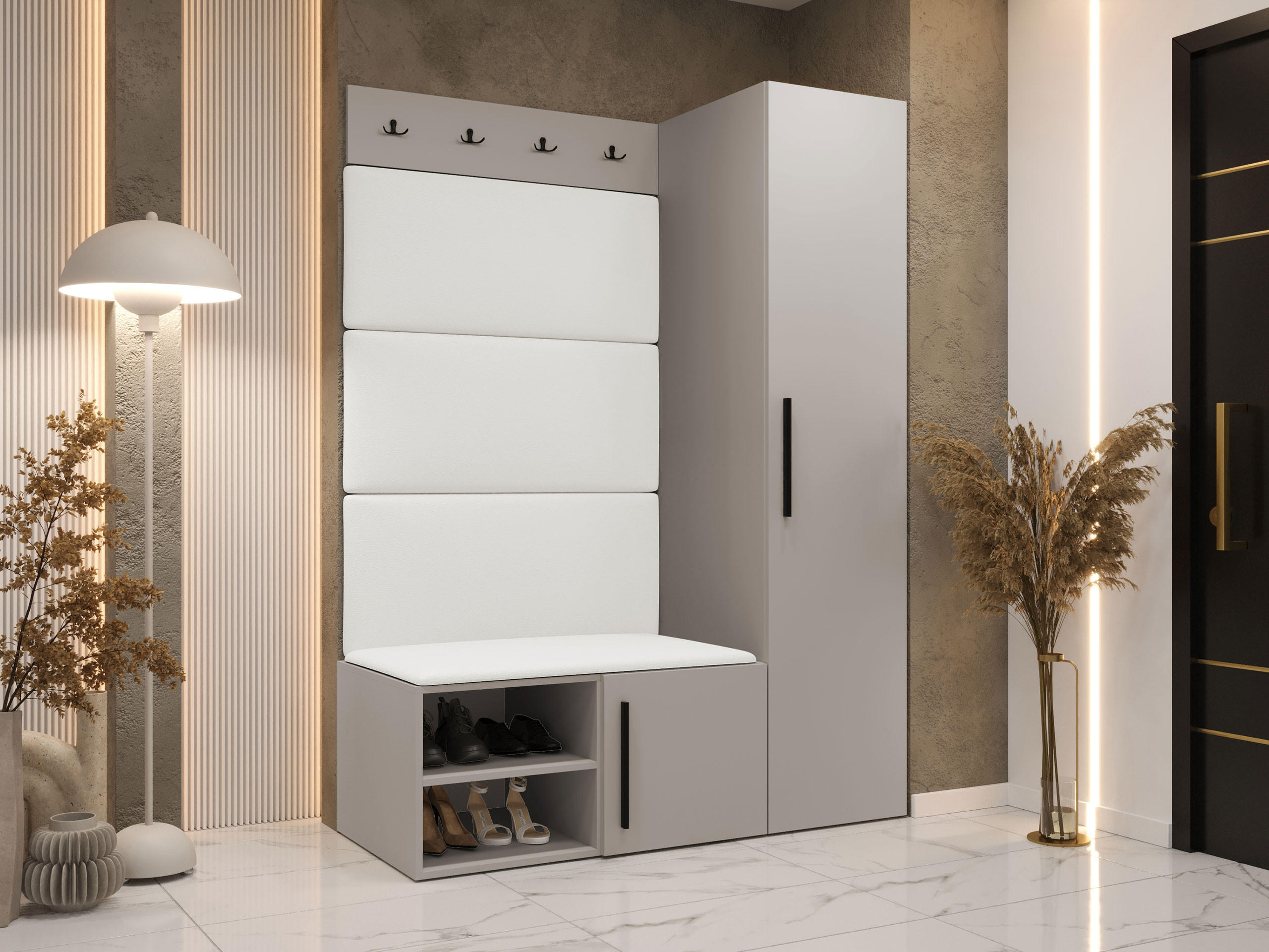 GARDEROBEN-SET Medi II - Kaschmir/Schwarz, Holzwerkstoff/Kunststoff (40/191/50cm) - MIRJAN24