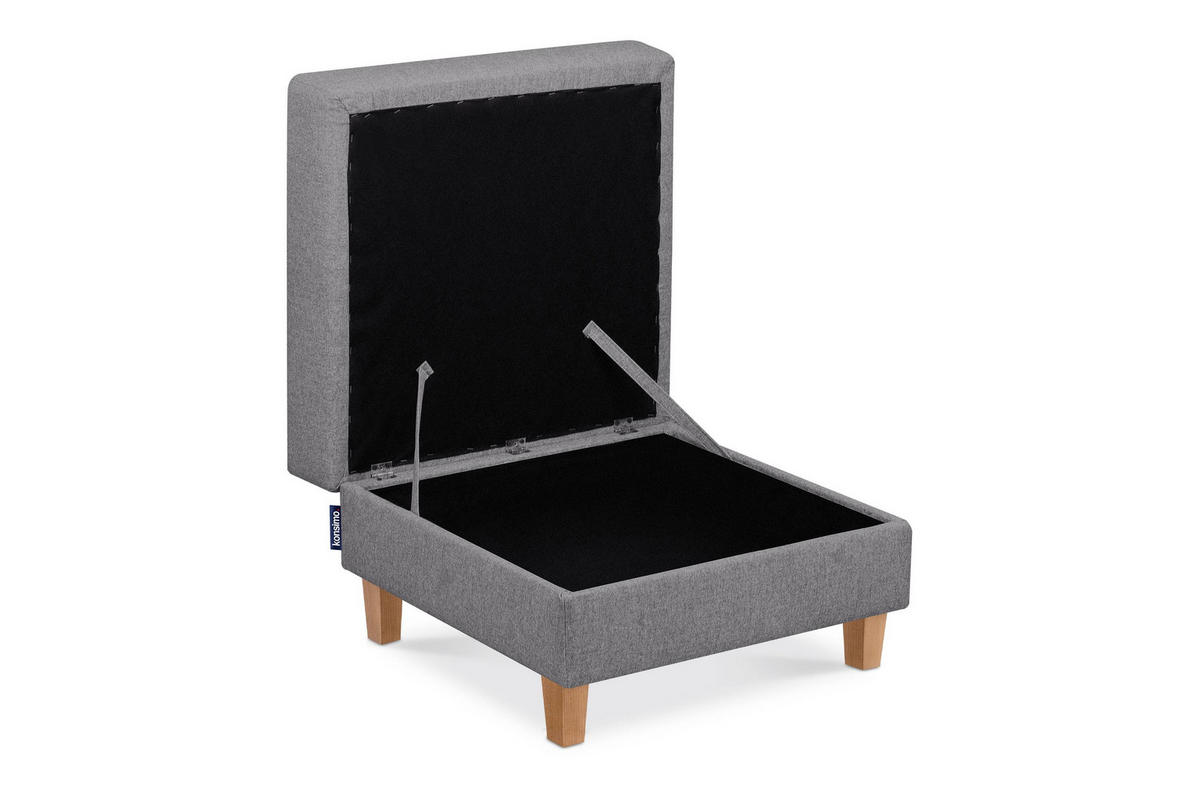 SITZHOCKER ERISO Polsterhocker aufklappbarer, Strukturstoff, dunkelgrau - Dunkelgrau/Braun, Textil (71/43/71cm) - KONSIMO®